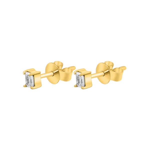 Dainty Emerald Cut Diamond Studs