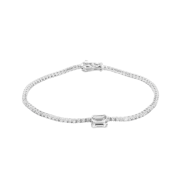 Center Emerald Cut Diamond Tennis Bracelet