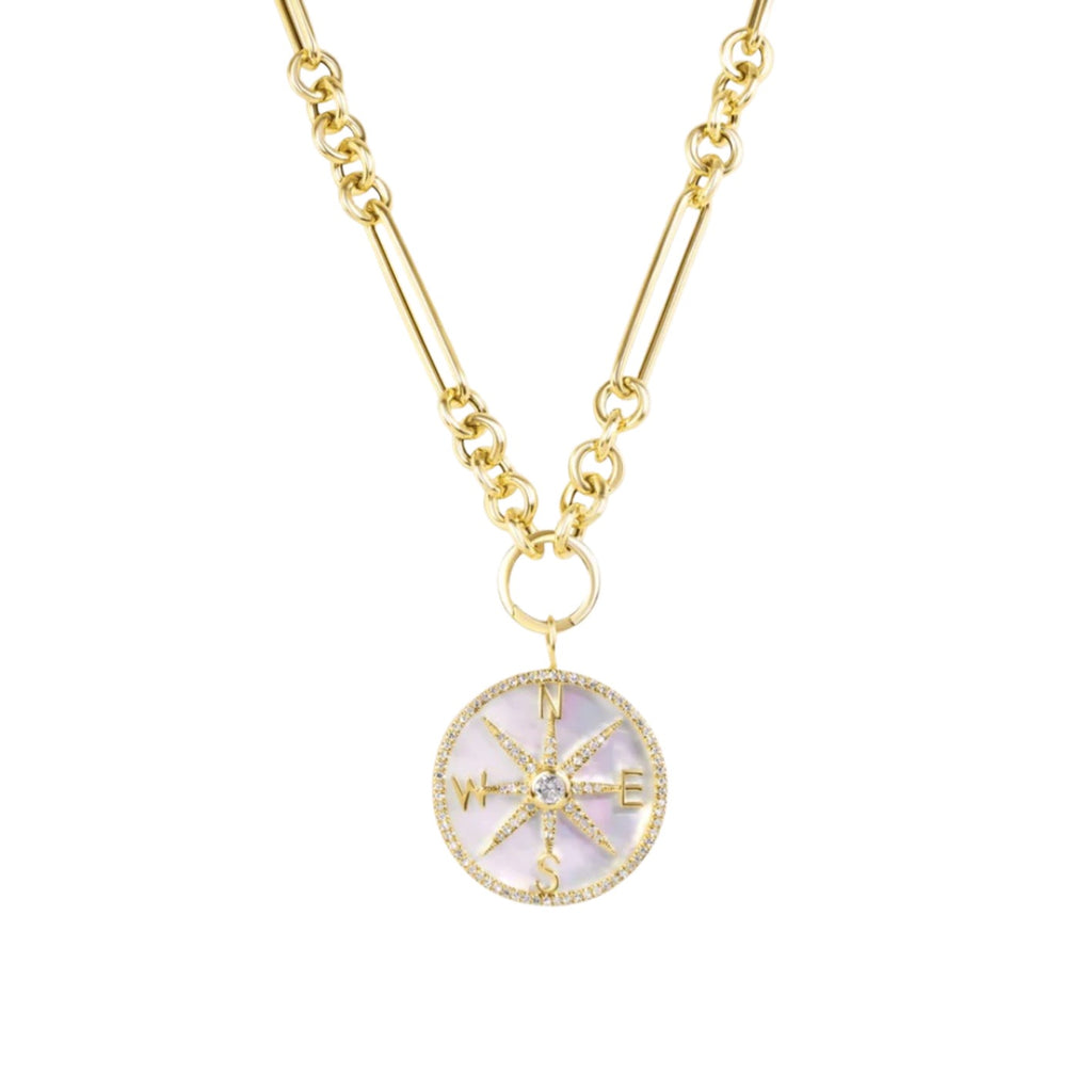 Mother Of Pearl Compass Necklace