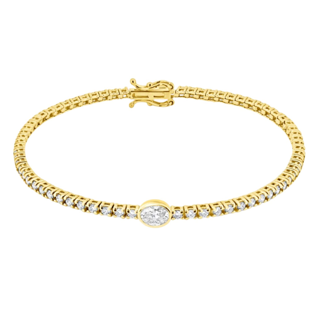 Center Oval Bezel Tennis Bracelet