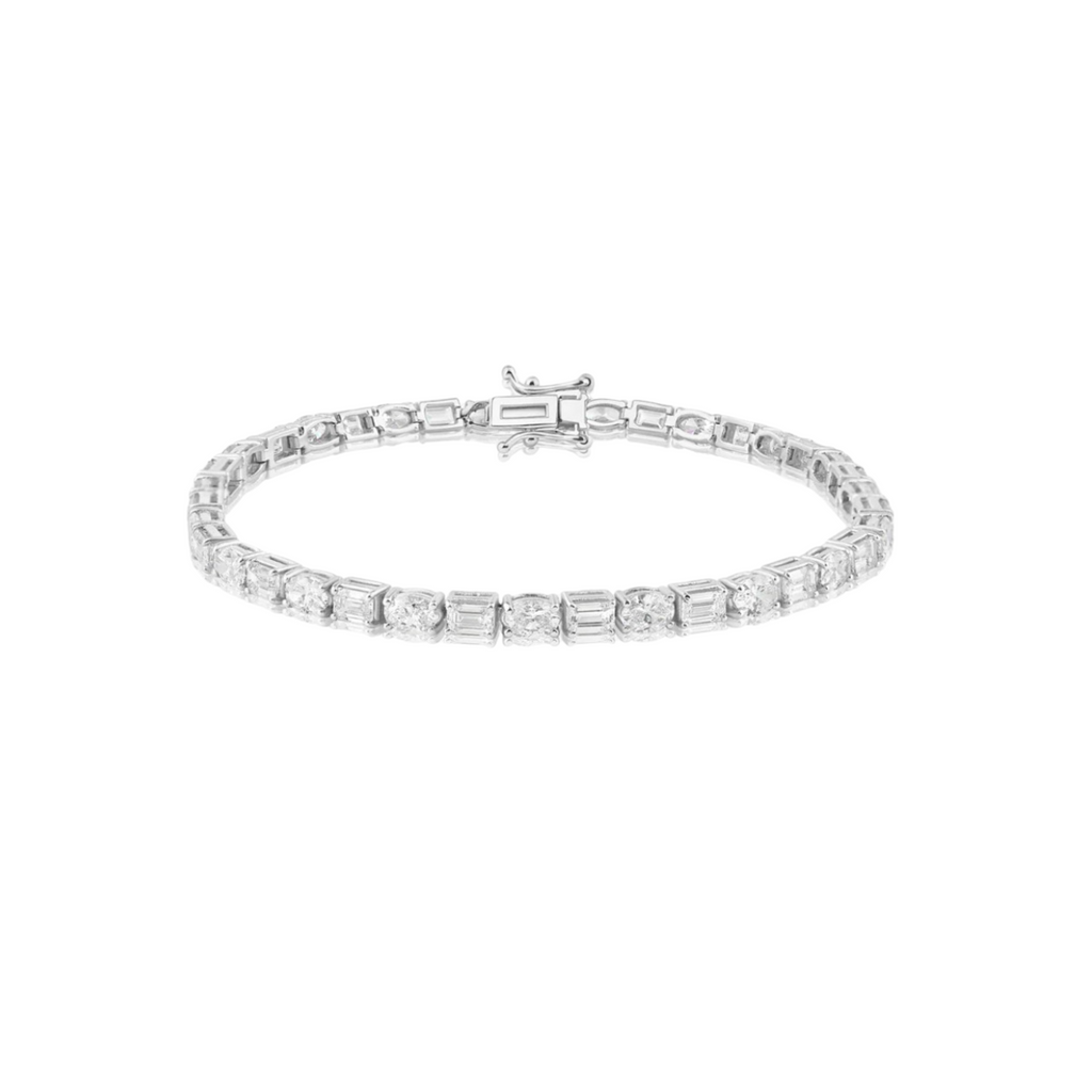 East/West Emerald & Oval Diamond Tennis Bracelet