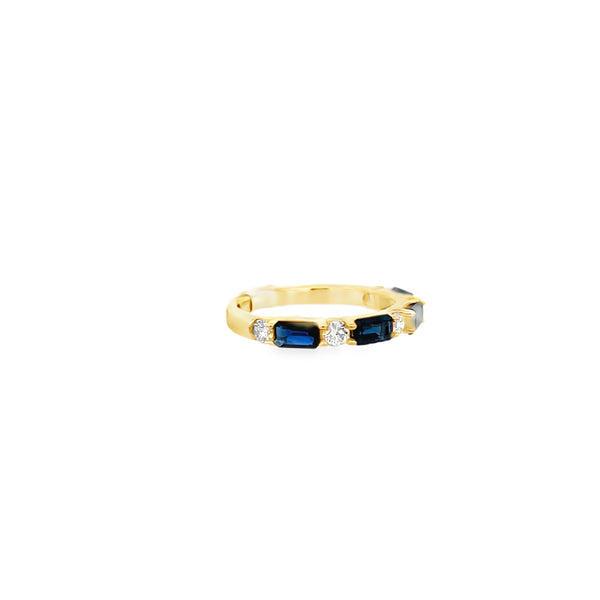 Diamond & Blue Sapphire Stackable Band