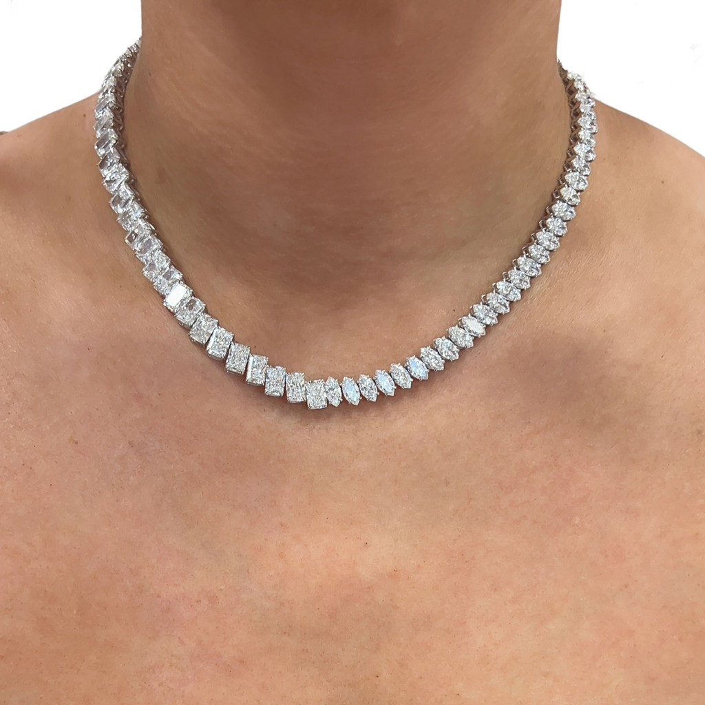 Lab-Grown Radiant & Marquise Dirty Martini Tennis Necklace