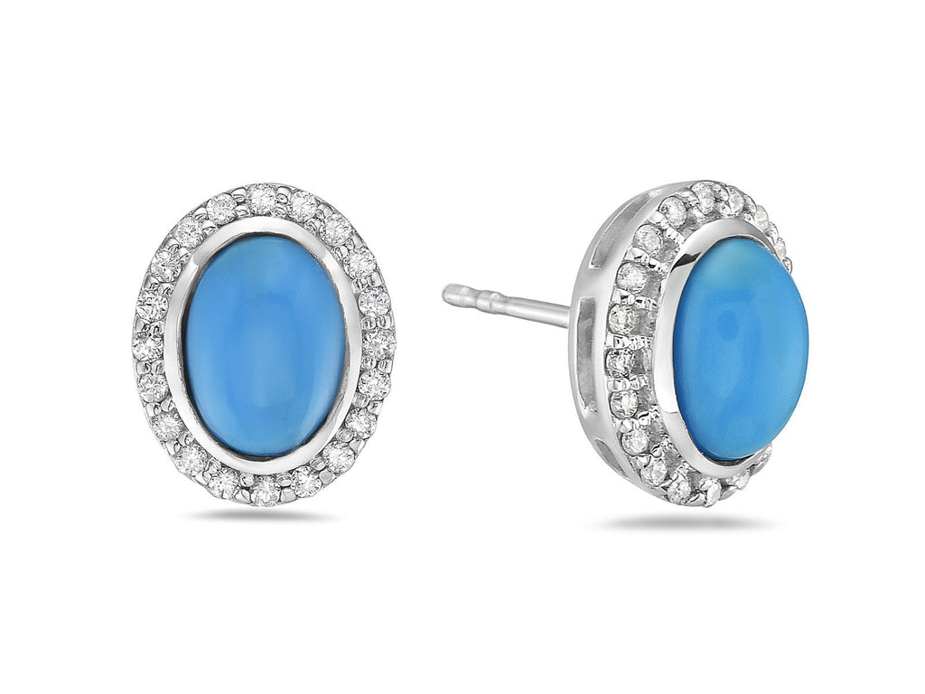 Turquoise & Diamond Halo Stud Earring