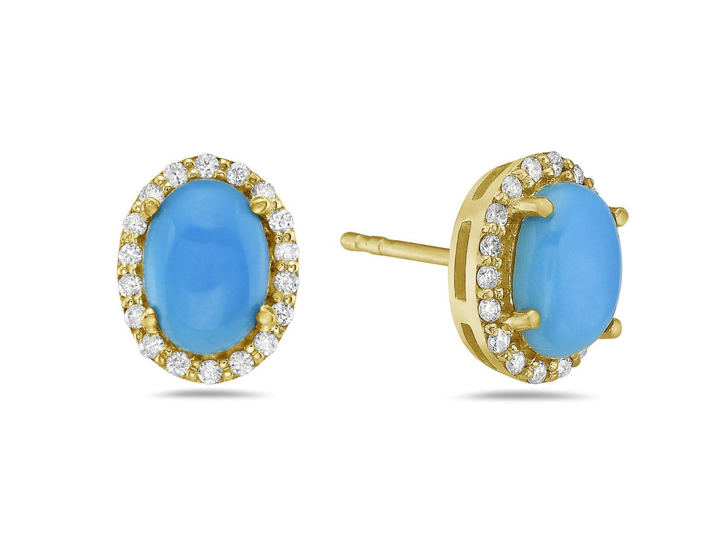 Turquoise & Diamond Halo Stud Earring