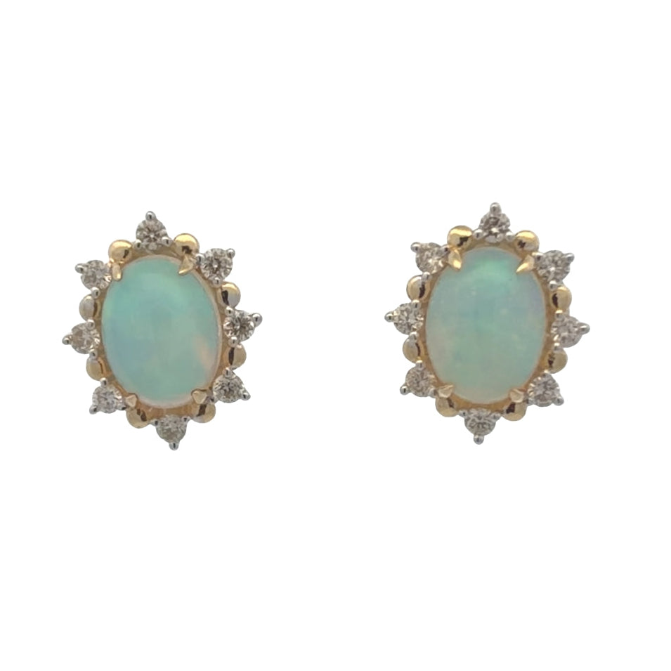 Oval Opal Halo Stud Earrings