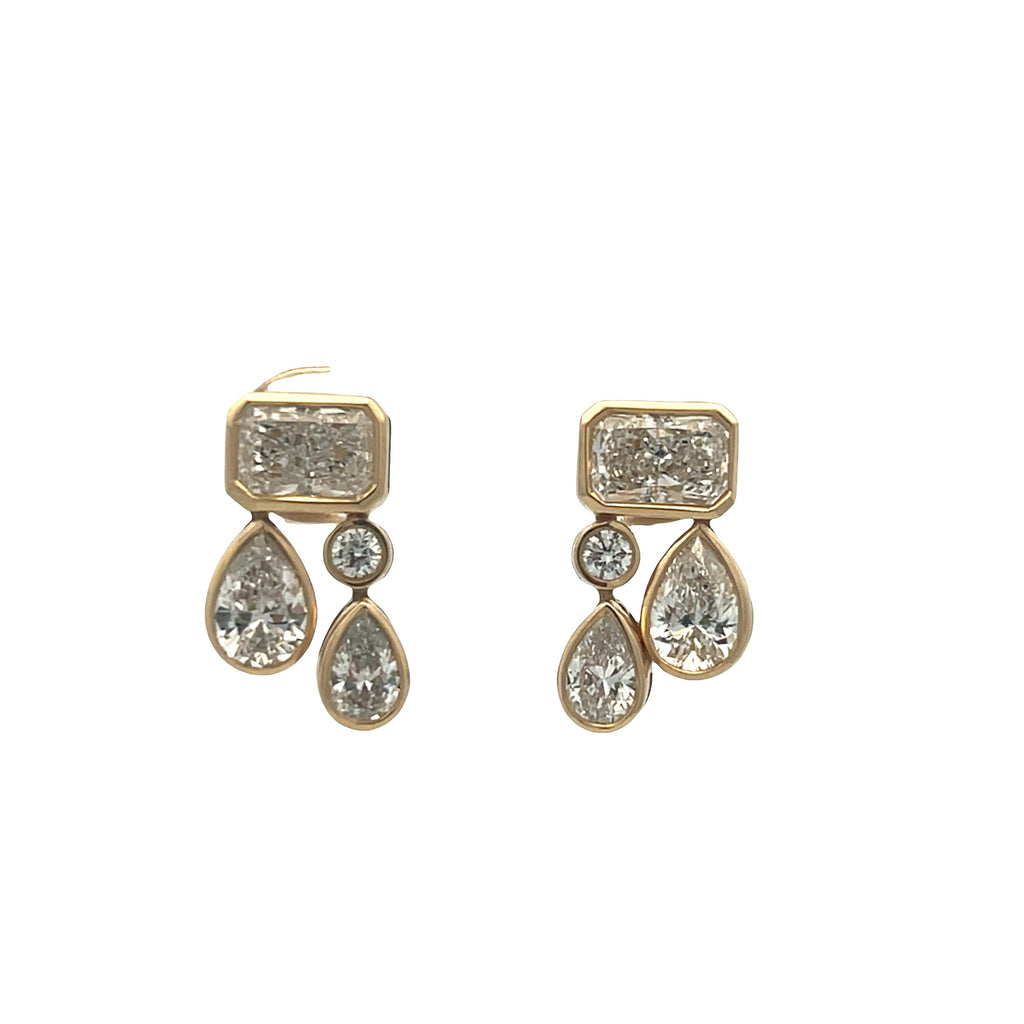 Lab-Grown Bezel Radiant & Pear Dangle Studs