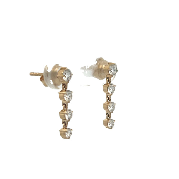 Lab-Grown Graduated Round Diamond Drop Earrings