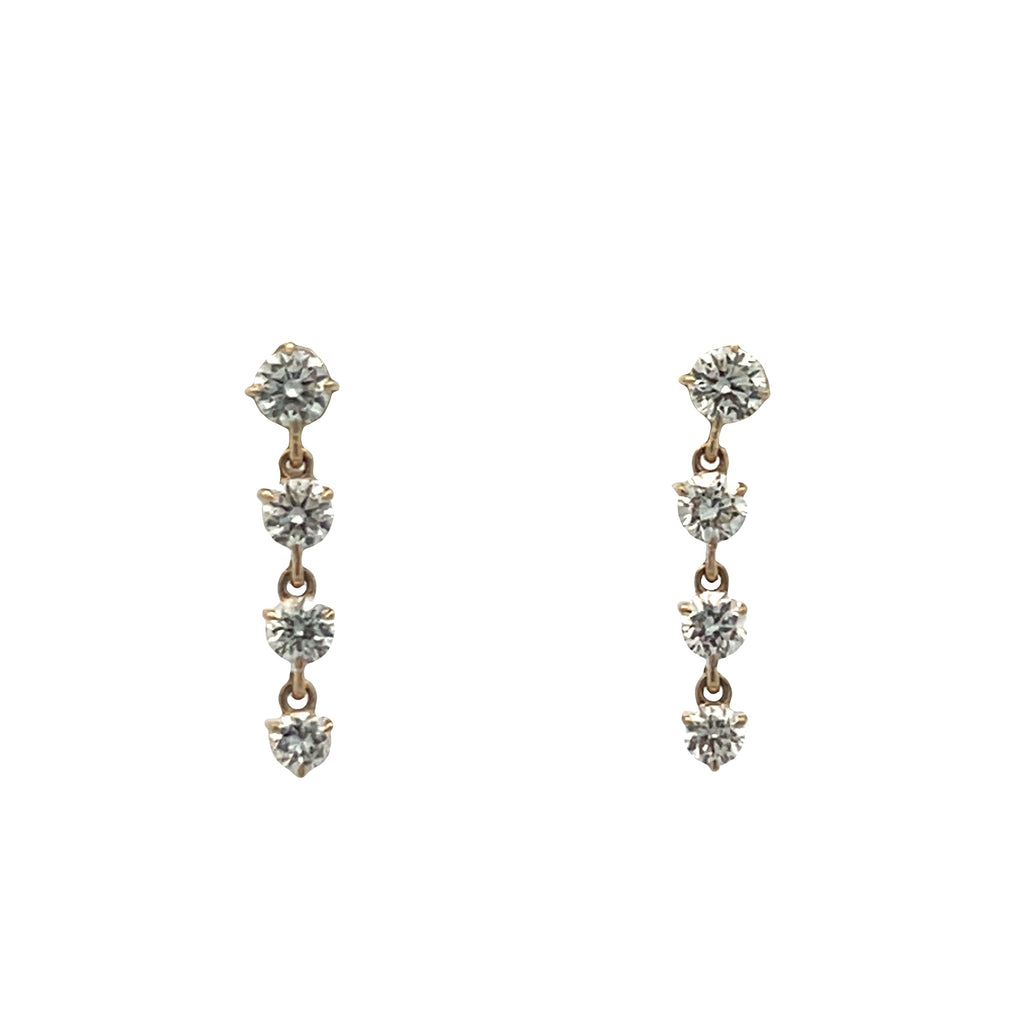 Lab-Grown Graduated Round Diamond Drop Earrings