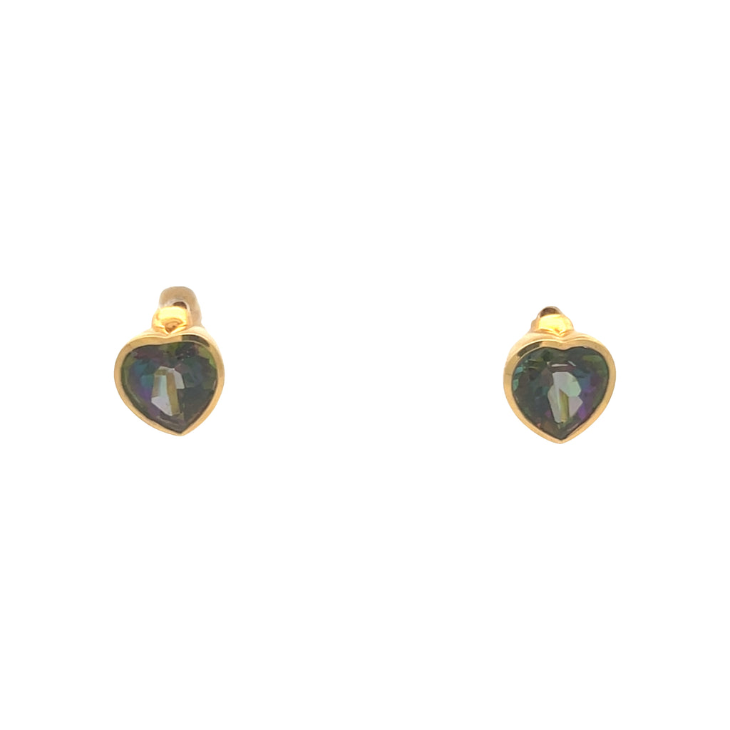 Mystic Topaz Bezel Heart Huggies