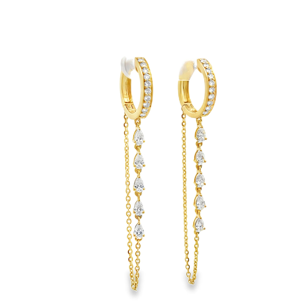 Lab-Grown Pear Dangle Chain Hoops