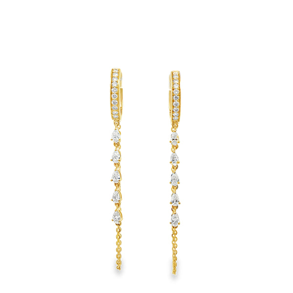 Lab-Grown Pear Dangle Chain Hoops
