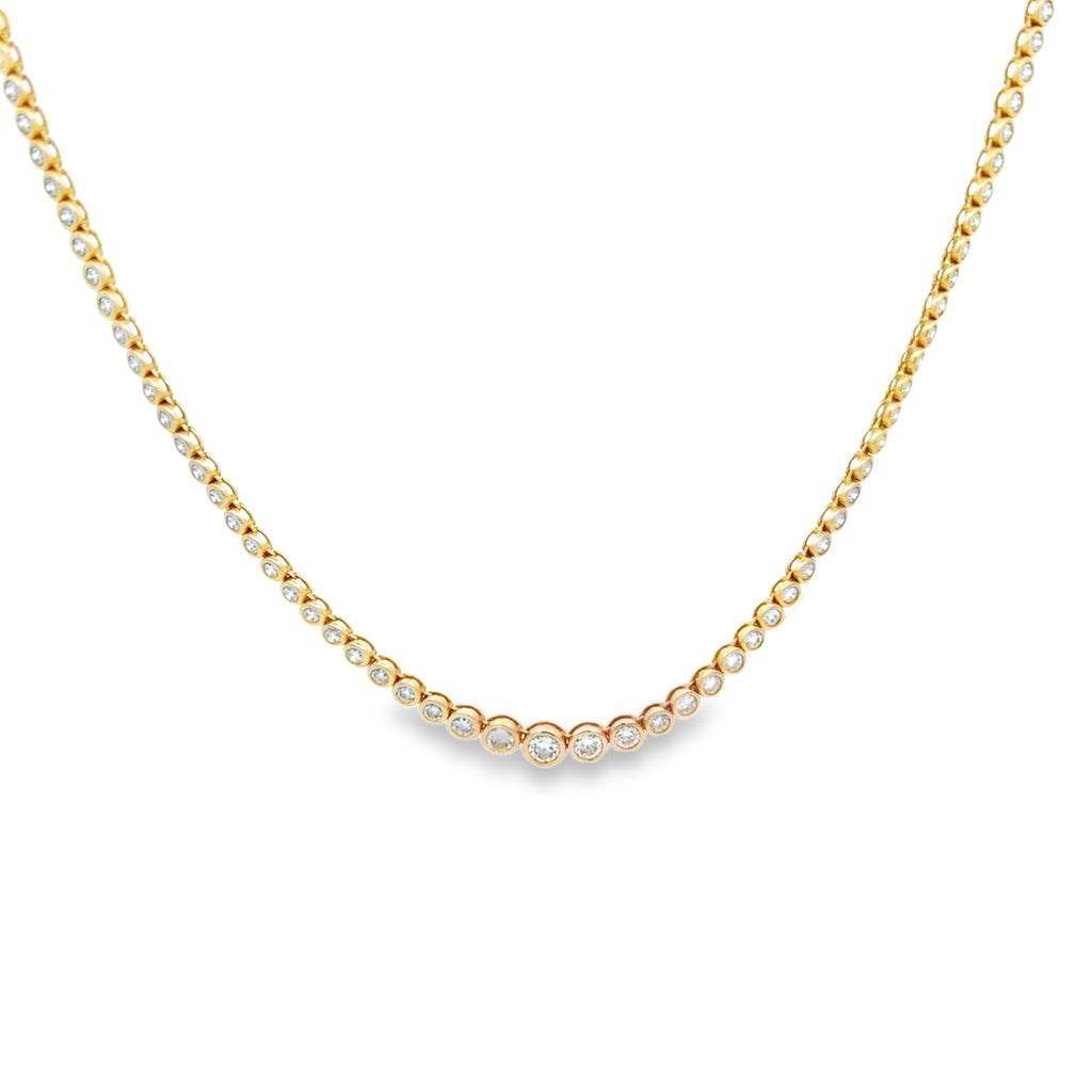 Lab-Grown Graduated Bezel Tennis Necklace