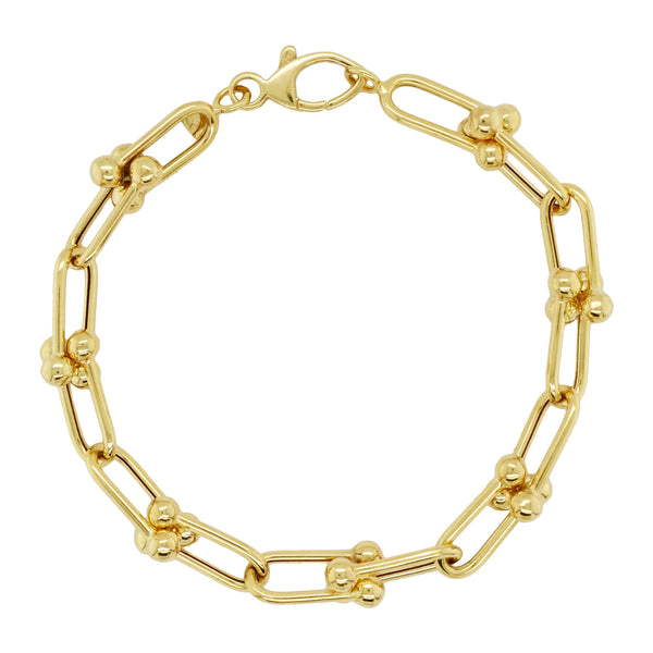 14k Yellow Gold Link & Bead Chain Bracelet