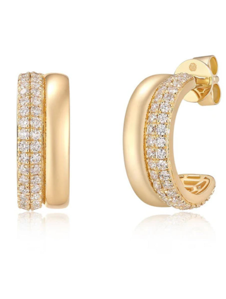 Open Double Hoop Pave Diamond Earrings