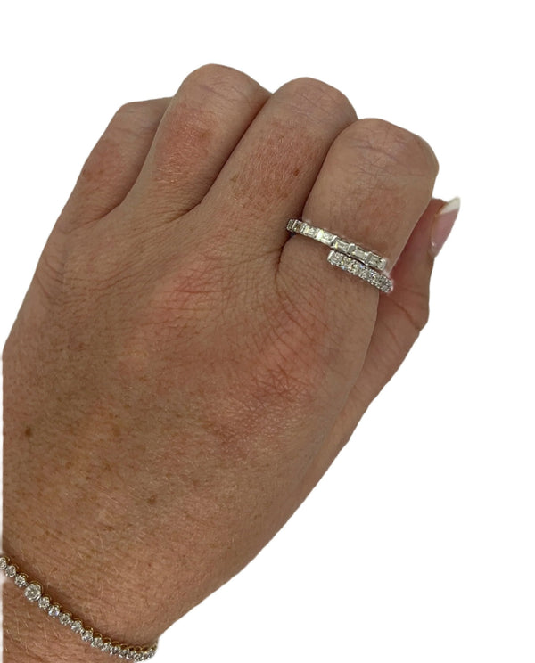 Baguette & Round By-Pass Ring