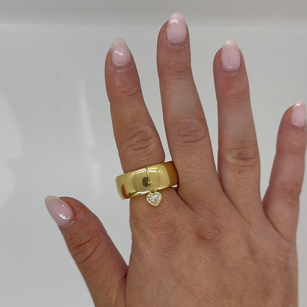Lab-Grown Dangle Bezel Heart Fitness Ring Jacket