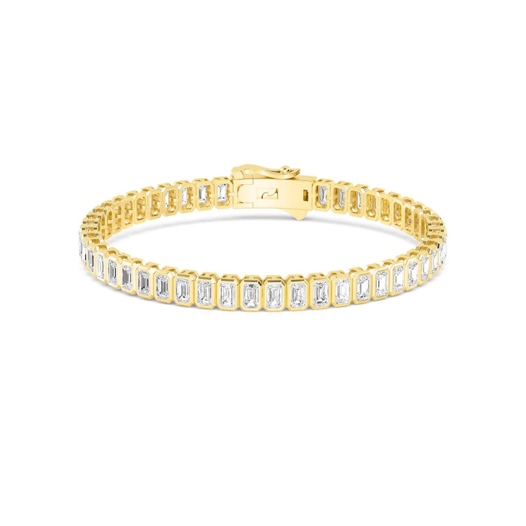 Lab-Grown Bezel Set Emerald Tennis Bracelet
