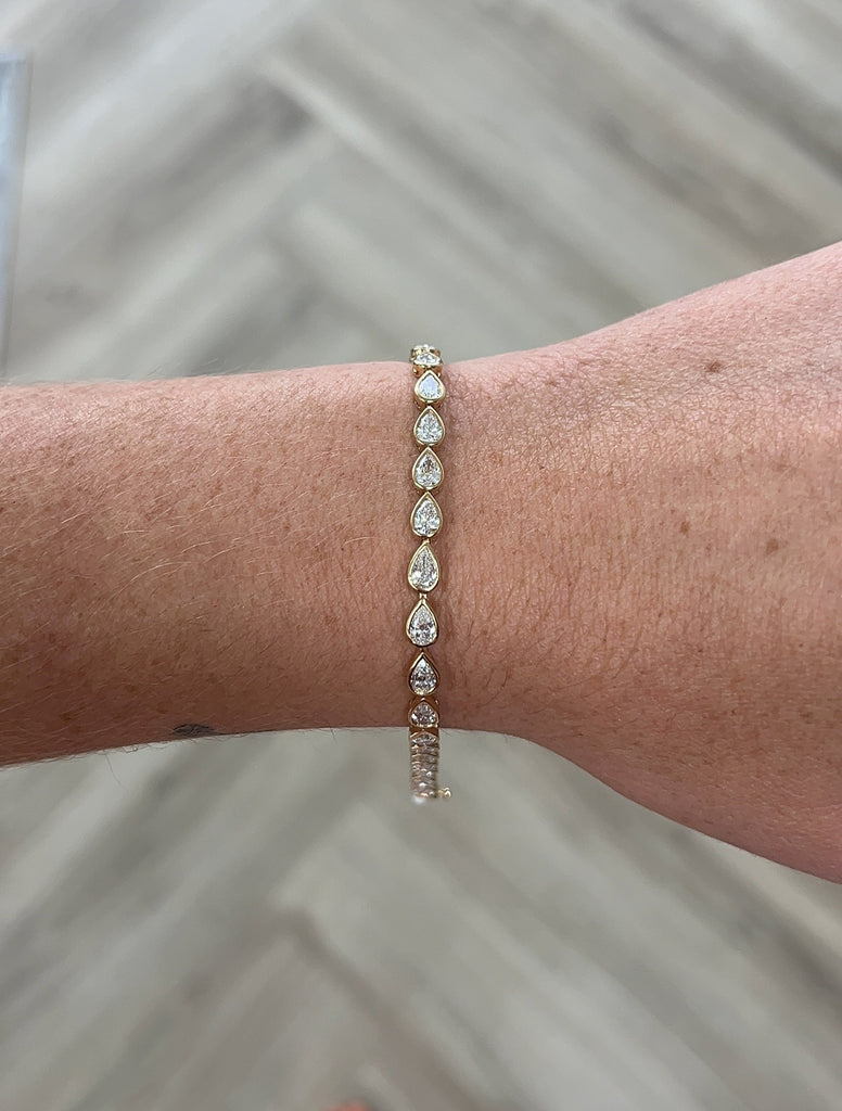 Lab-Grown East/West Pear Bezel Tennis Bracelet