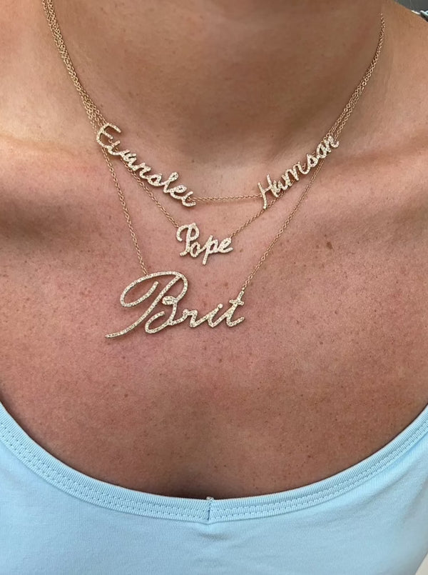 Custom Diamond Script Name Necklace