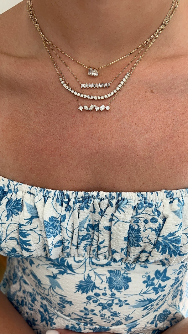 Off-Set Baguette Bar Necklace