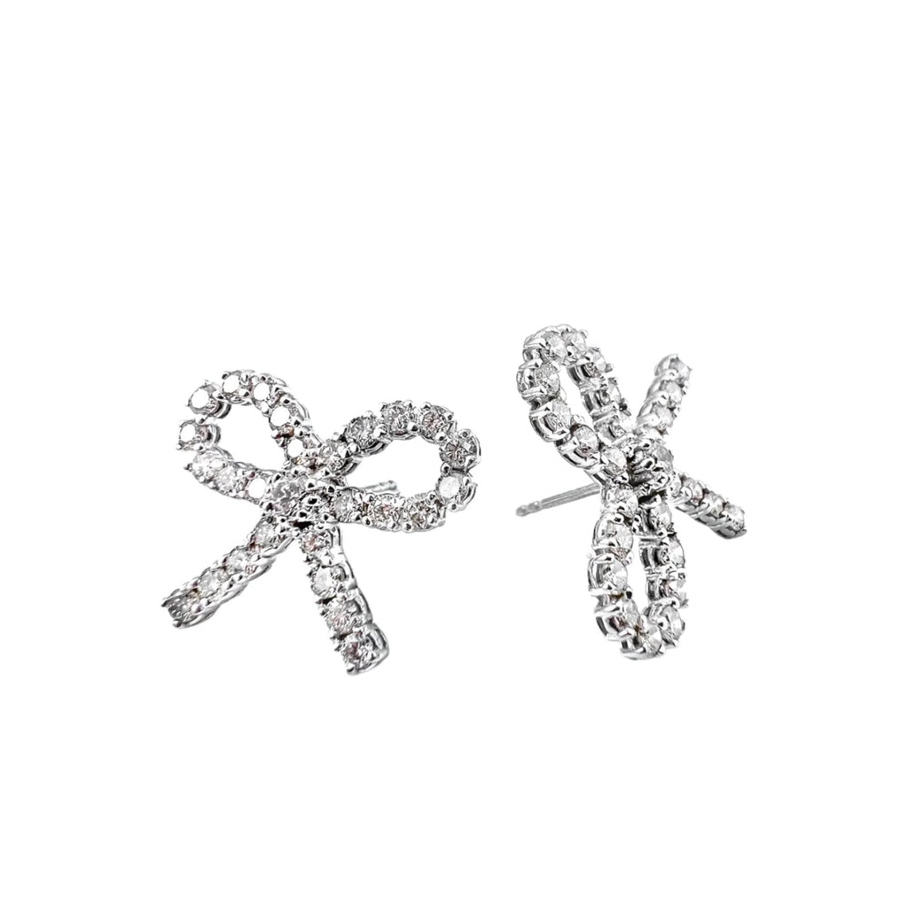 Diamond Bow Stud Earrings