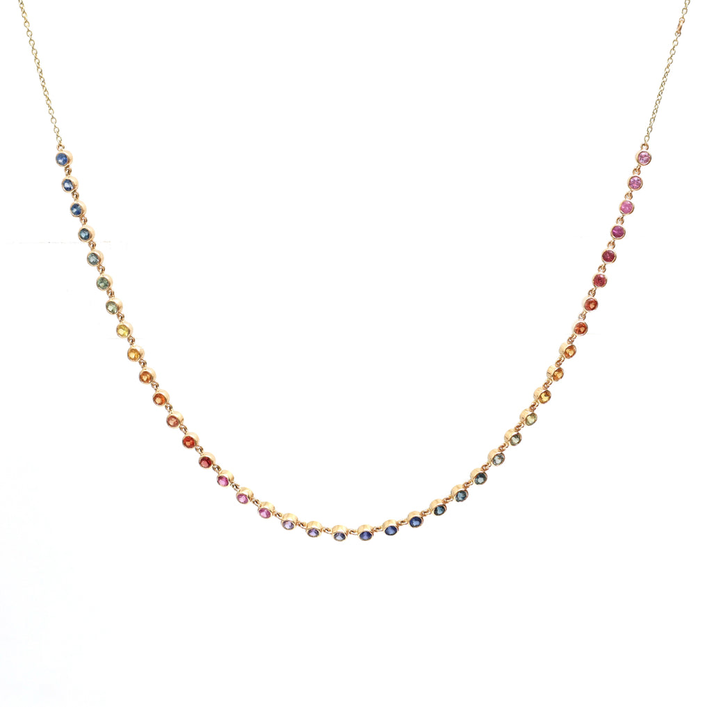 Rainbow Sapphire Bezel Choker Necklace