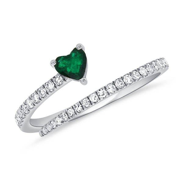 Emerald Heart Bypass Ring
