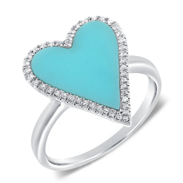 Turquoise & Diamond Heart Ring