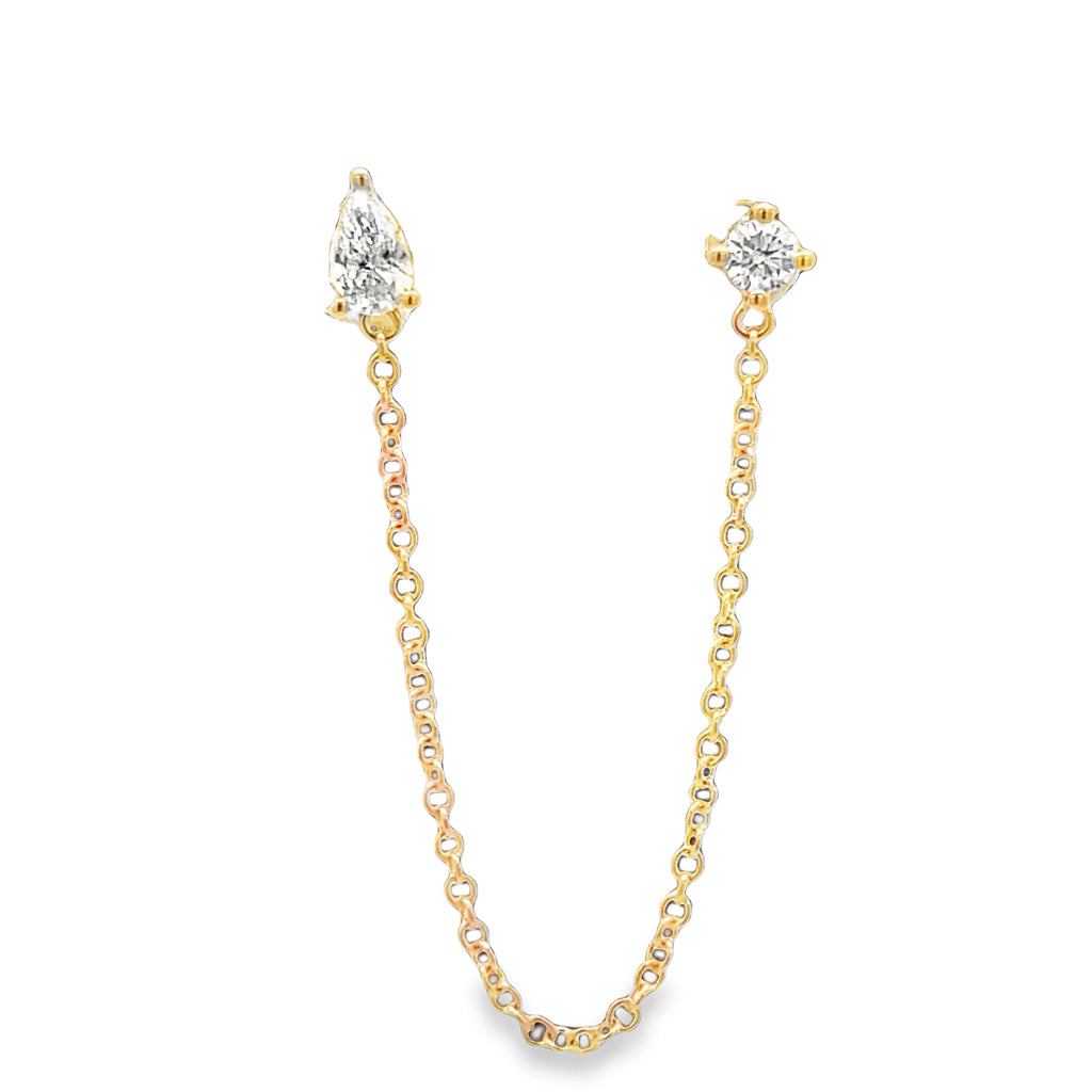 Lab-Grown Pear & Round Chain Duster Earring