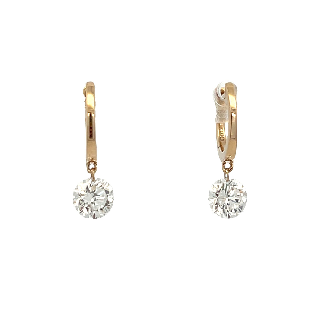 Lab-Grown Drilled Diamond Dangle Huggies
