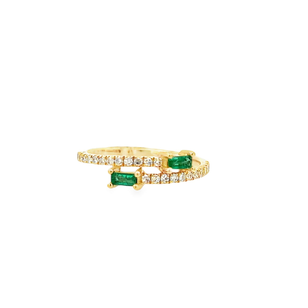 Emerald Baguette & Diamond Wrap Ring