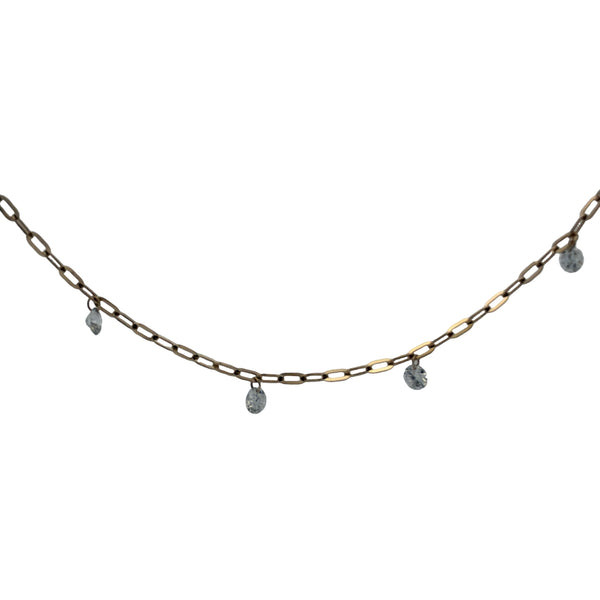 Lab-Grown Round Drilled Diamond Dangle Paperclip Necklace