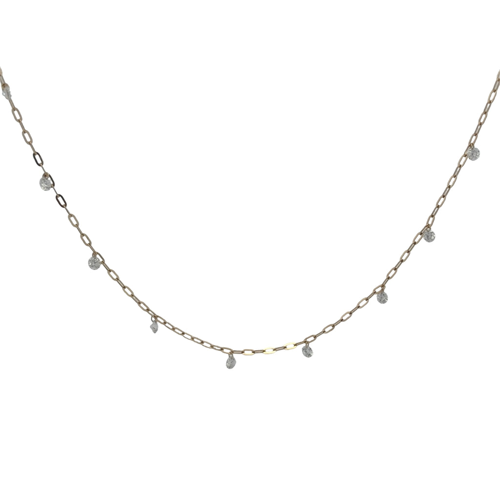Lab-Grown Round Drilled Diamond Dangle Paperclip Necklace