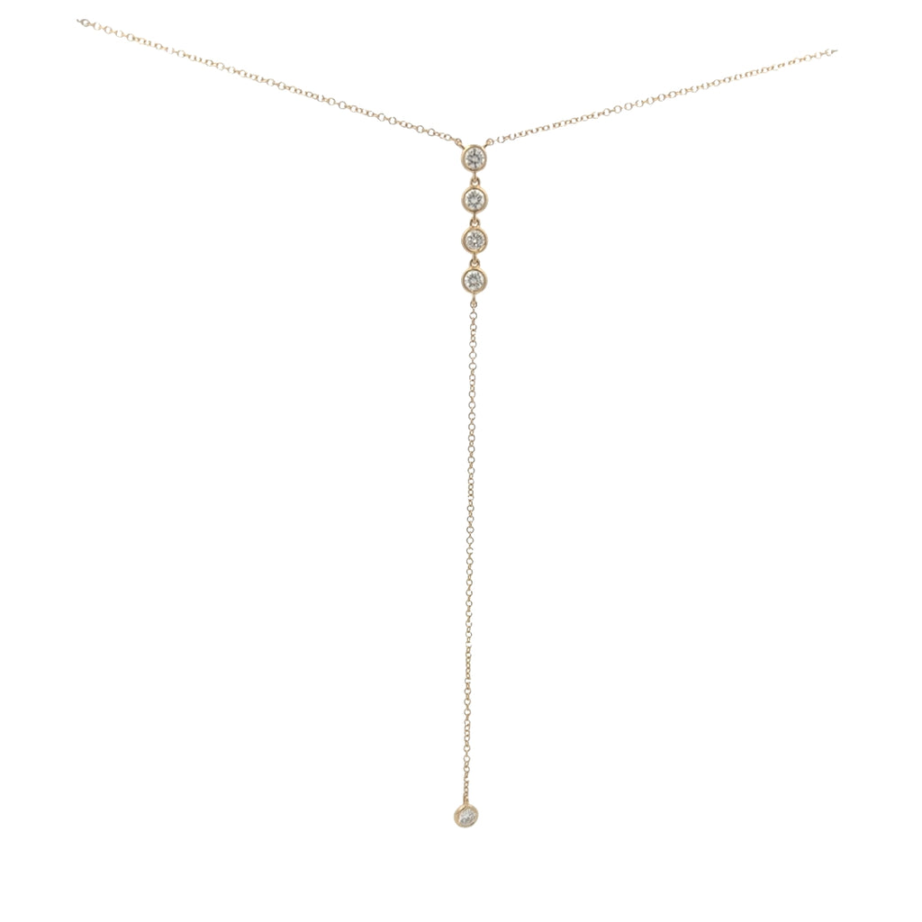 Lab-Grown Bezel Round Diamond Lariat Necklace