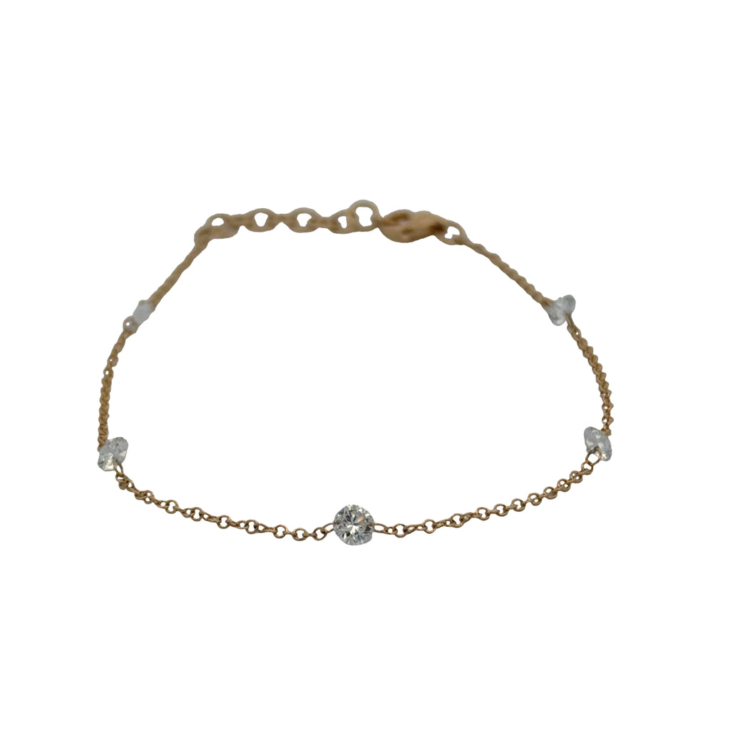 Lab-Grown Drilled Diamond Station Bracelet