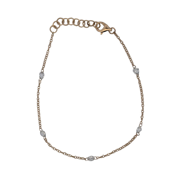 Lab-Grown Drilled Diamond Station Bracelet