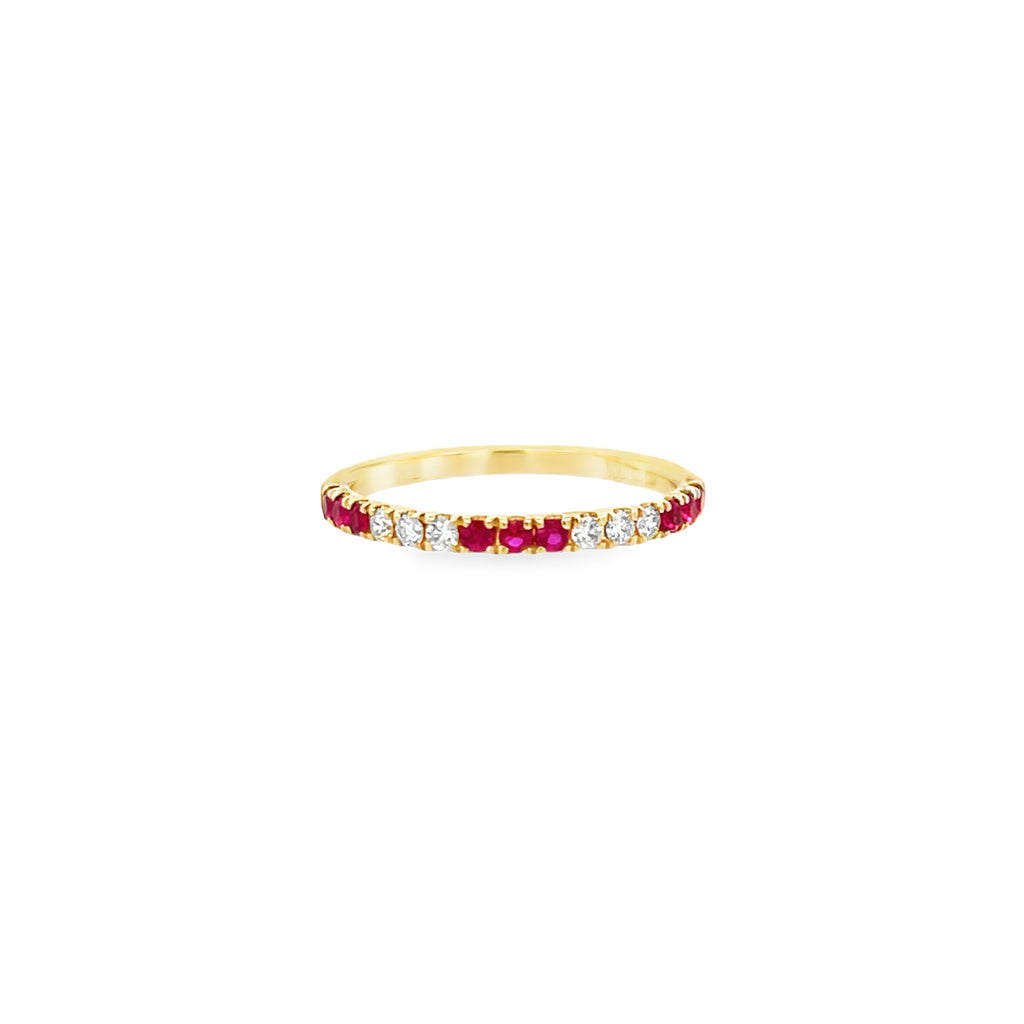 Round Diamond & Ruby Band