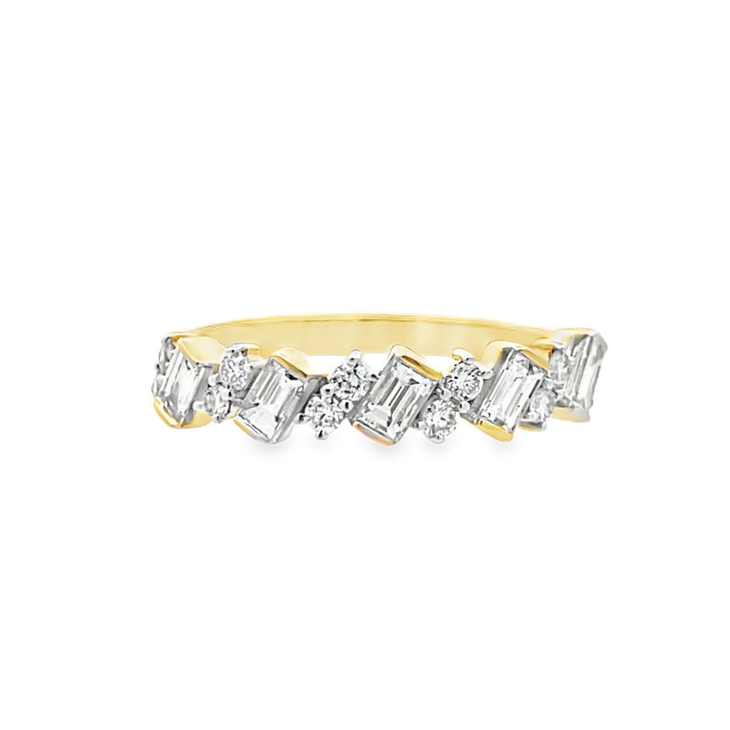 Half Bezel Baguette and Double Round Tilted Band