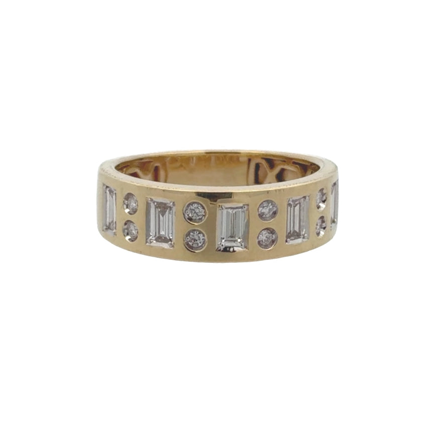 Inlay Baguette & Round Diamond Cigar Band