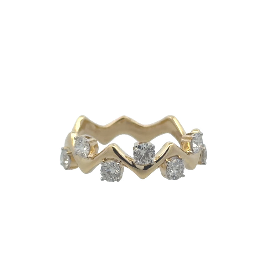 Scattered Diamond Chevron Gold Band