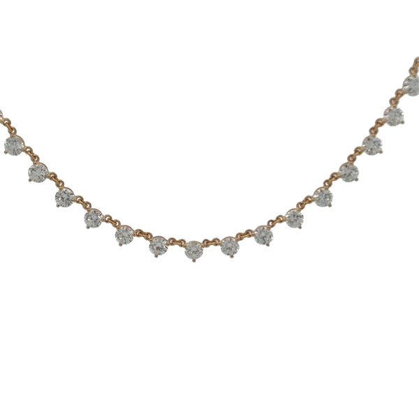 Lab-Grown Three-Prong Round Diamond Double Chain Necklace