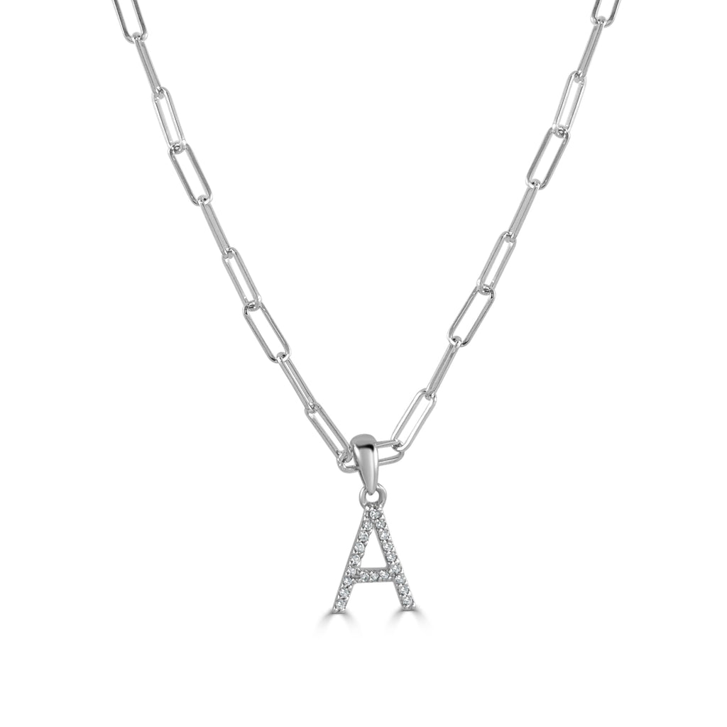 Diamond Initial & Paperclip Necklace