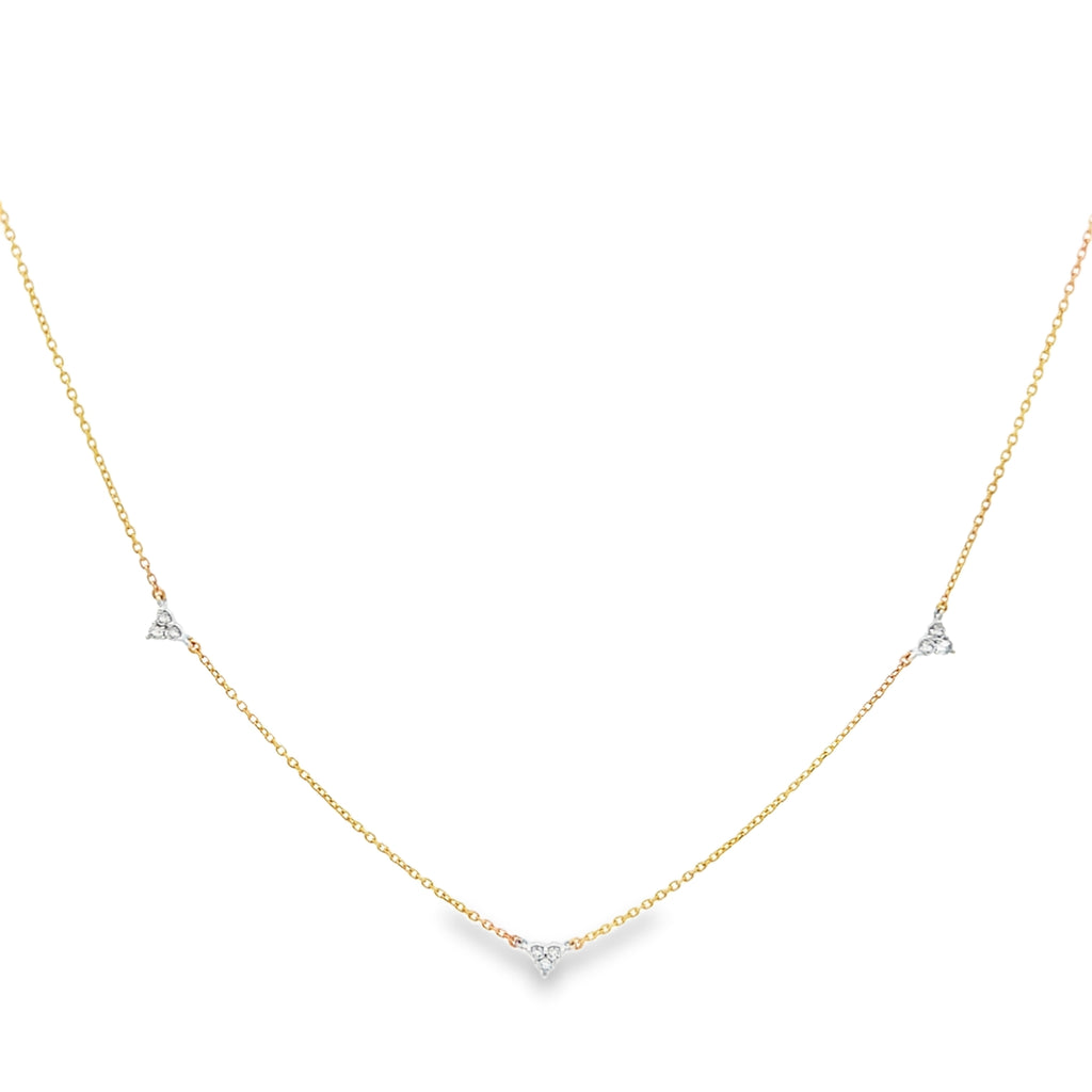Round Tri-Stone Diamond Necklace