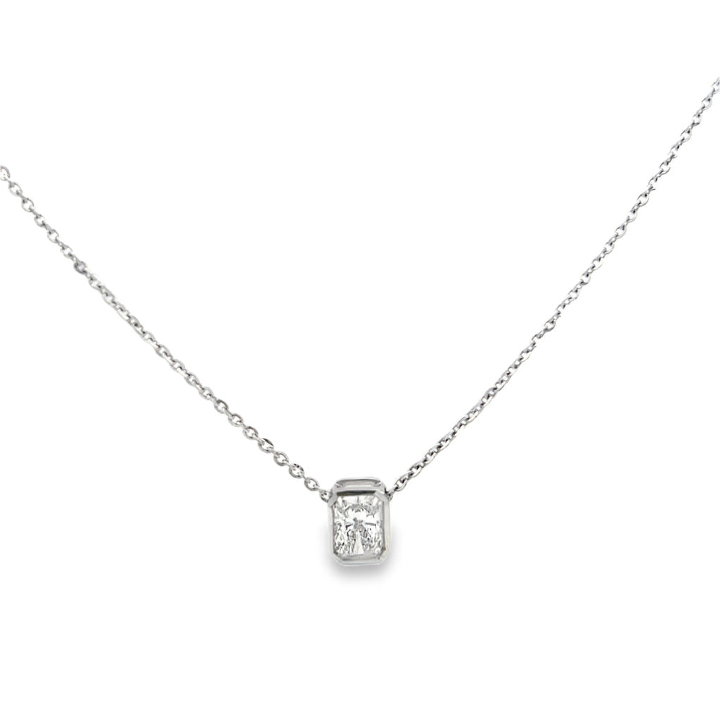 Lab-Grown Radiant Bezel Necklace