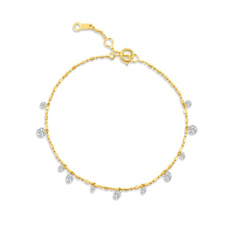 Lab-Grown Drilled Round Diamond Chain Bracelet
