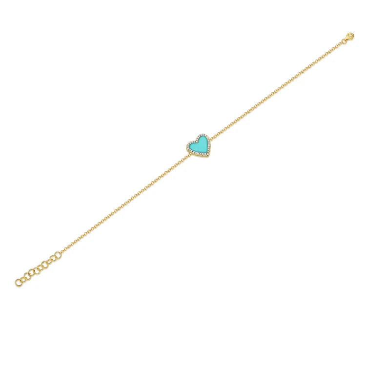 Diamond & Turquoise Heart Bracelet