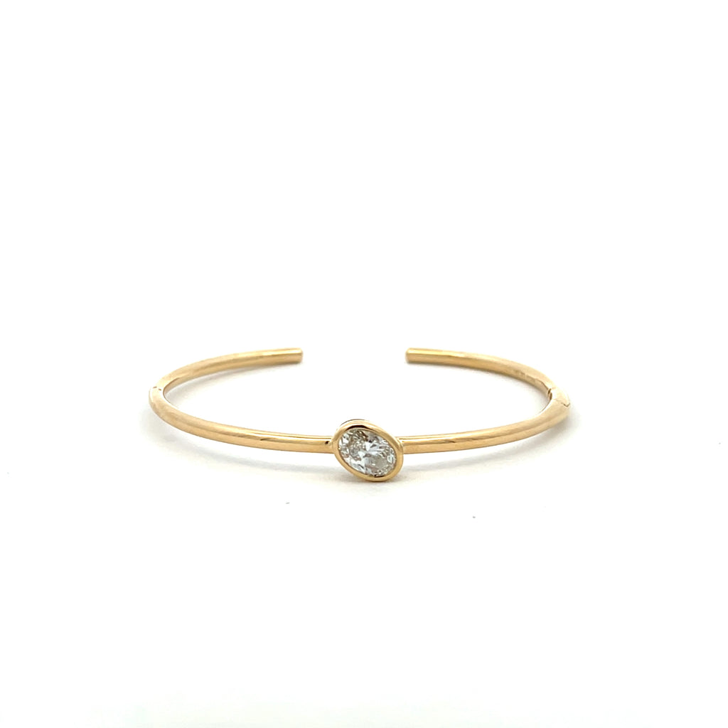 Lab-Grown Bezel Oval Bangle