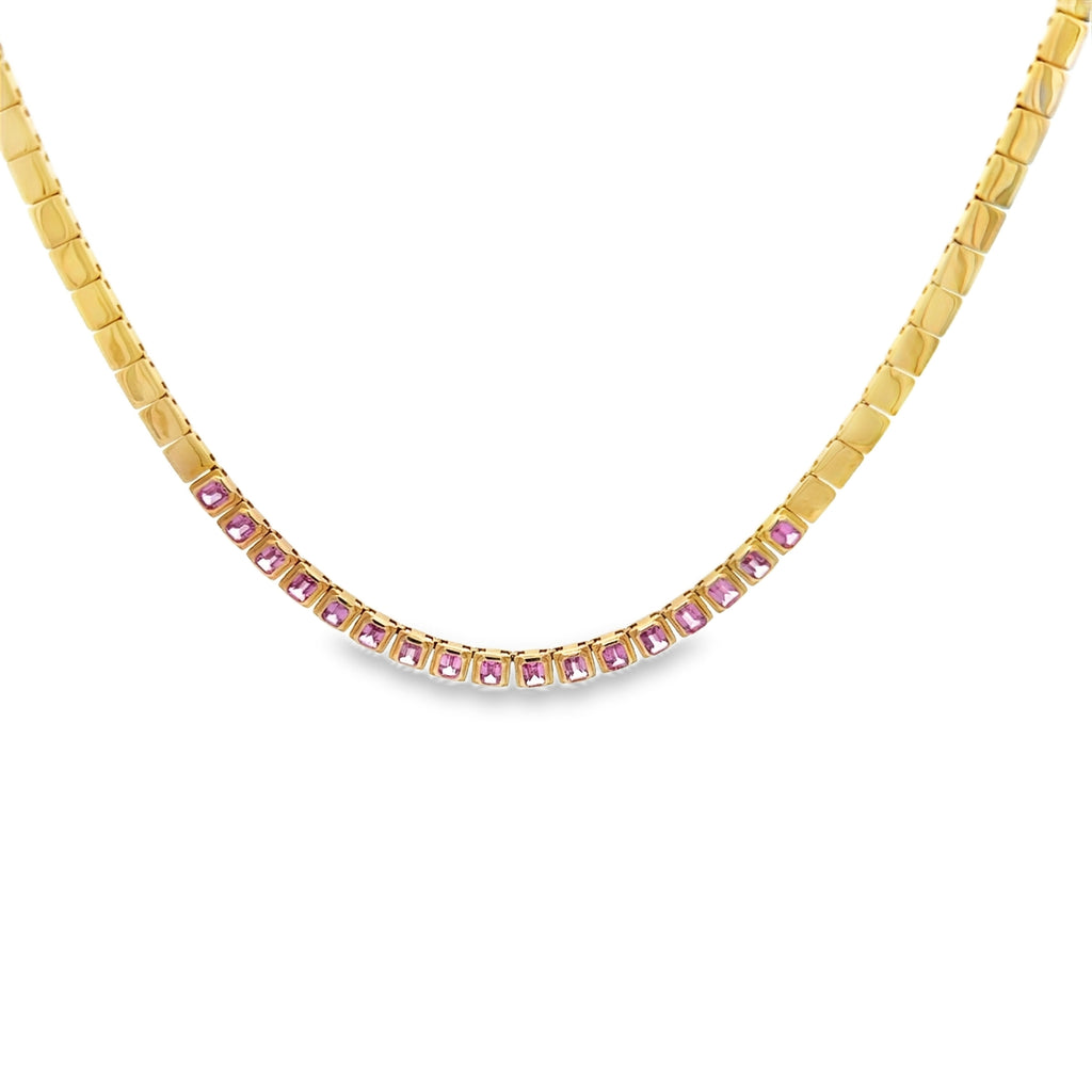 Halfway Pink Sapphire Bezel Chain Necklace
