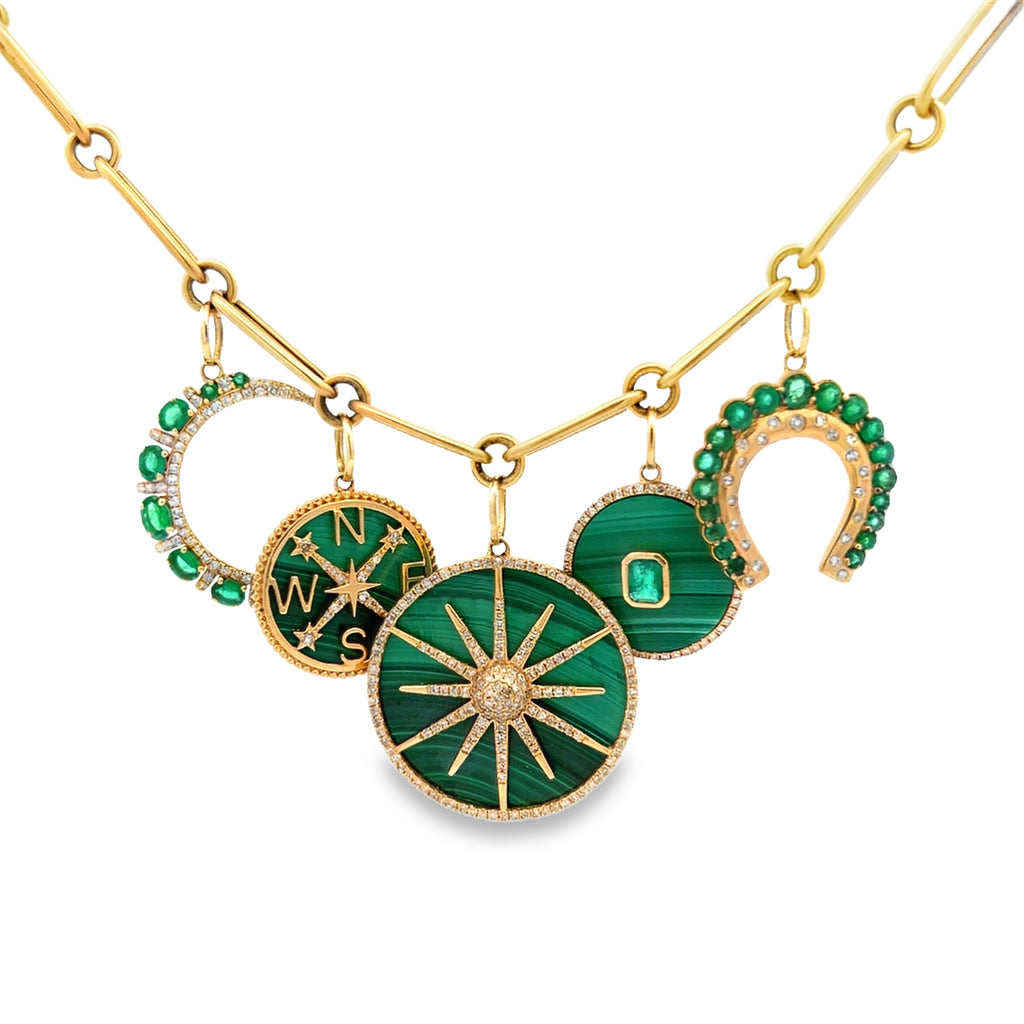 Malachite & Emerald Green Charm Necklace